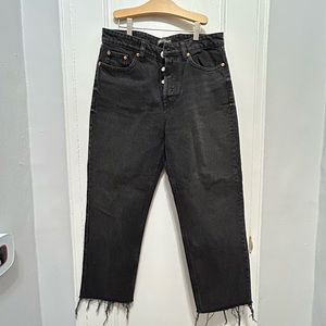 Straight leg high rise jeans